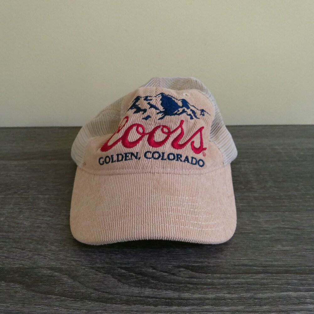 Coors Banquet Beer Trucker Hat Golden Colorado Corduroy Mesh Snapback Adjustable